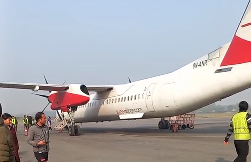 नेपालगञ्जबाट काठमाडौंका लागि उडेको विमान झापामा अवतरण