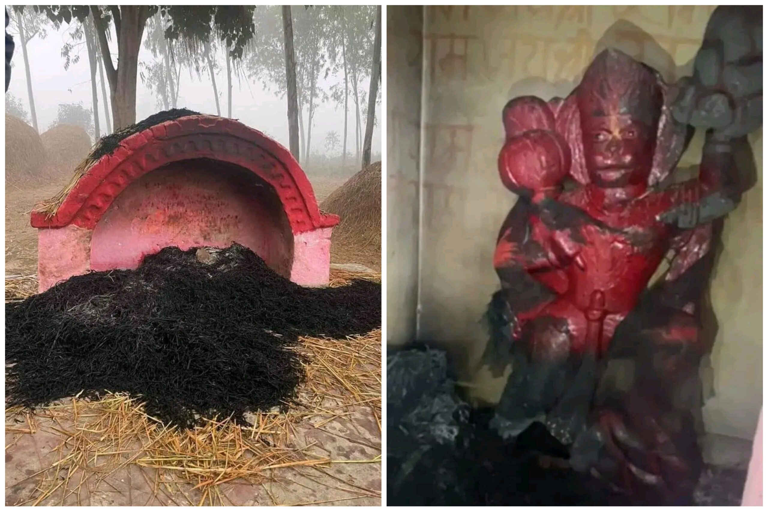 विद्यालयमा रहेको हनुमान मन्दिर र ब्रह्मस्थानमा आगजनी