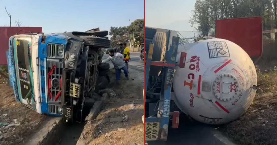 ग्यास बुलेट र ट्रक एक–आपसमा ठोक्किँदा दुईजना घाइते