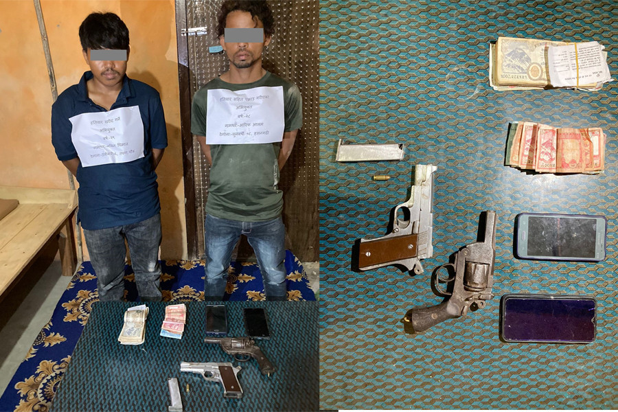 मोरङबाट पेस्तोलसहित सशस्त्र प्रहरीद्वारा दुई जना पक्राउ