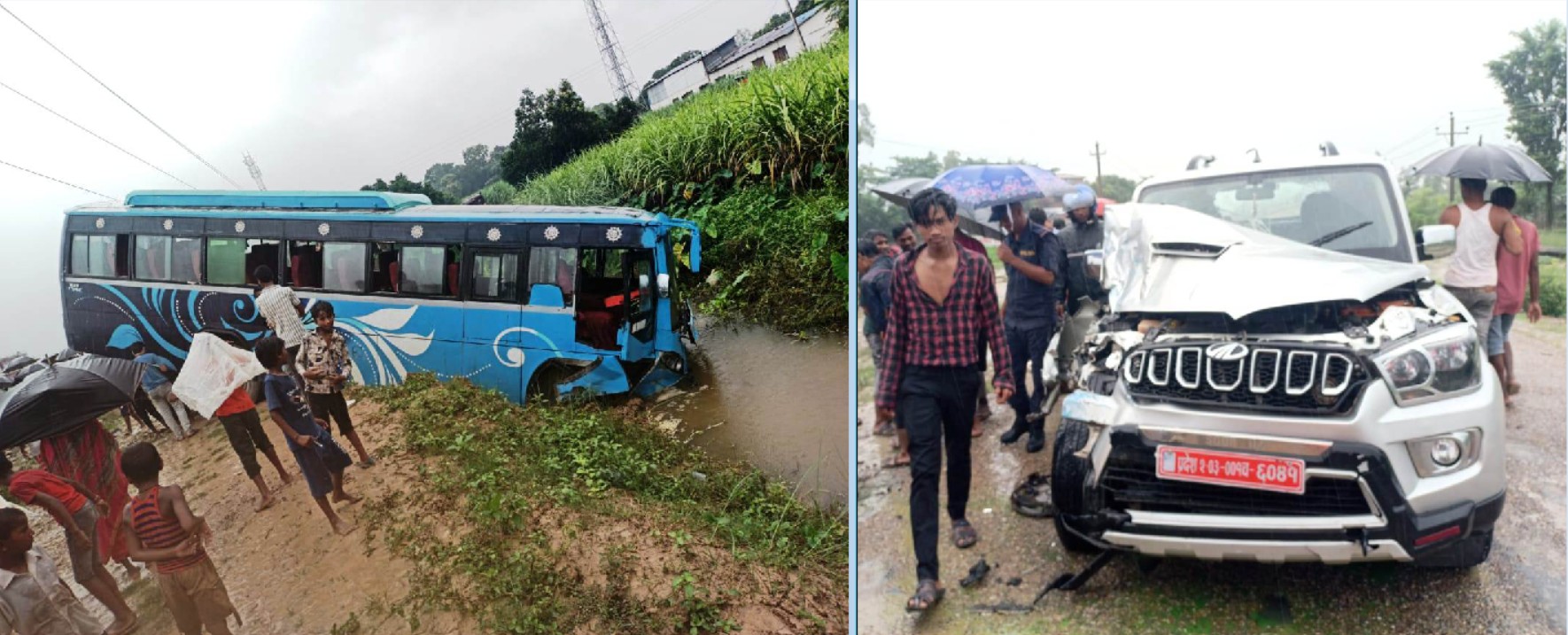 रौतहटमा बस र स्कारपियो ठोक्किदा ठूलो दुर्घटना हुनबाट जोगियो