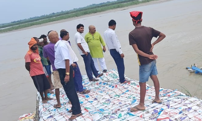 बागमती नदीको कटान न्यूनीकरण गर्न माधवनारायण नगरपालिकाद्वारा ३०० मिटरको स्पर निर्माण