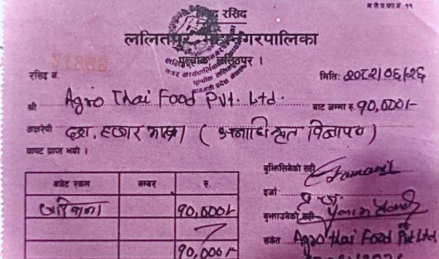 ललितपुर महानगरपालिकाको पोलमा पर्चा टाँस्नेलाई १० हजार जरिवाना
