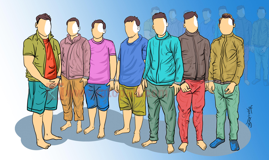 झापामा लागूऔषध कारोबारीको अड्डामा प्रहरीको छापा : हतियार लुट्ने ८ जना पक्राउ