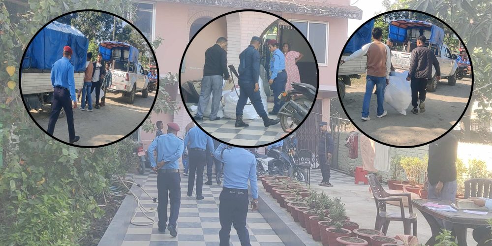 कपडा तस्करको घरमा प्रहरीको छापा, लाखौंको अवैध कपडा बरामद