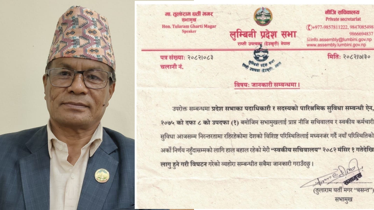 लुम्बिनी प्रदेशका सभामुखले हटाए ५ सदस्यीय सचिवालय