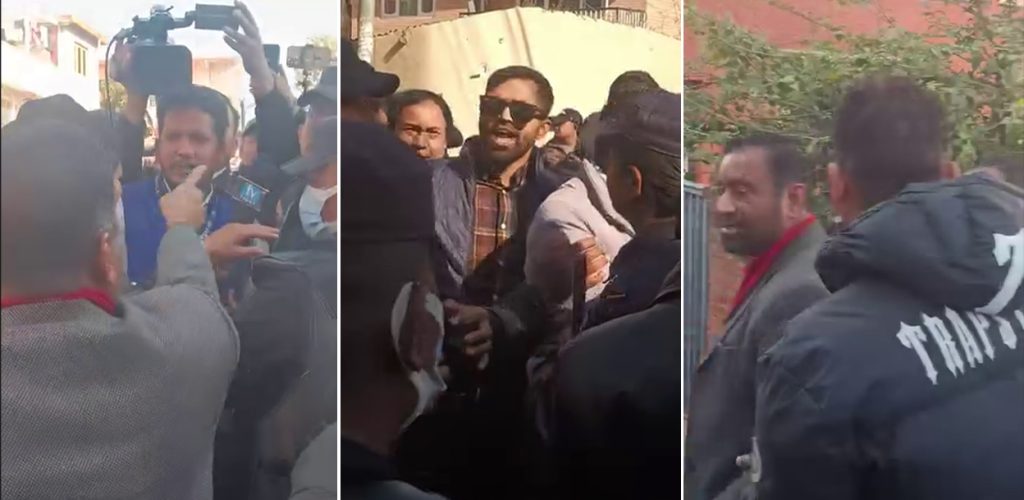 कांग्रेस पार्टी कार्यालयमा झडपको अवस्था, निधिसँग प्रदर्शनकारीको चर्काचर्की