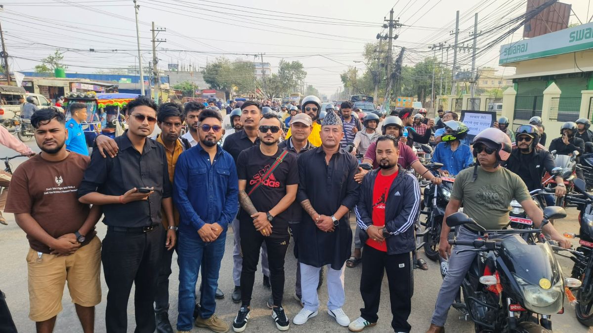 वीरगञ्जमा बालेन शाह सरकारको समर्थनमा मोटरसाइकल र्‍याली