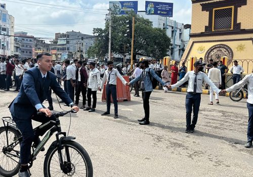 वीरगञ्जमा परीक्षा स्थगितविरुद्ध विद्यार्थीको प्रदर्शन