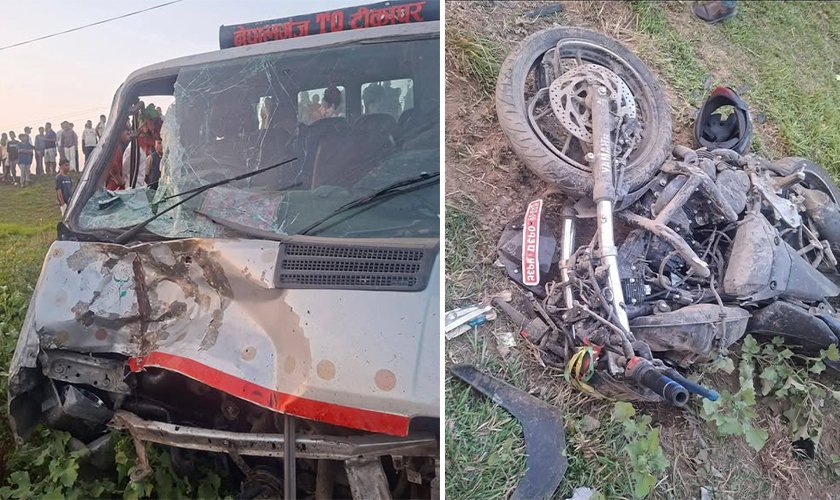 हाईस र मोटरसाइकल ठोक्किँदा कैलालीमा दुई जनाको मृत्यु