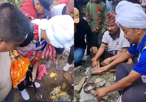 महाकालीका लागि संकलित पैसाले घट्टेखोलामा झोलुङ्गे पुल बनाउँदै हर्क साम्पाङ