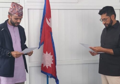 सागर ढकाल रास्वपा सचिवालय सदस्यमा शपथ ग्रहण