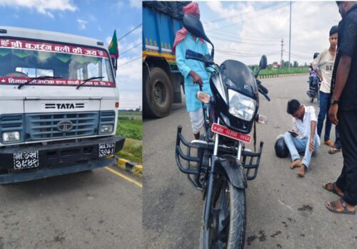 आइसिपी चोकमा ट्रक–मोटरसाइकल ठोक्किँदा दुई जना घाइते