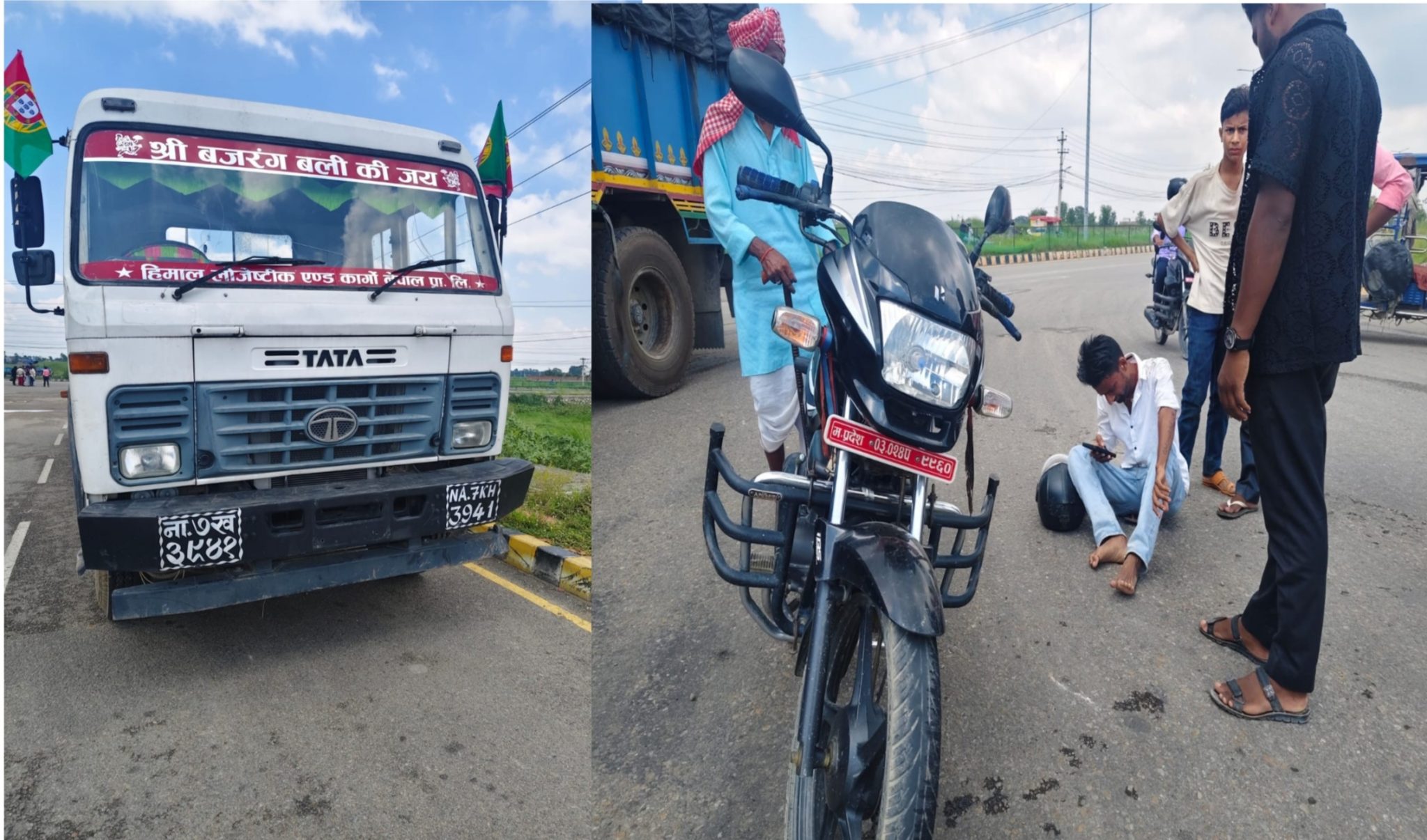 आइसिपी चोकमा ट्रक–मोटरसाइकल ठोक्किँदा दुई जना घाइते