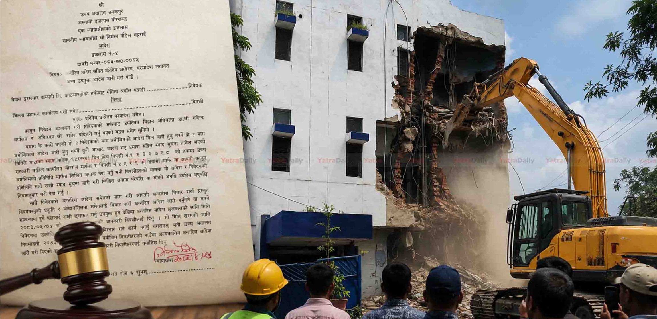 अदालतको आदेशविपरीत वीरगञ्जमा सडक डिभिजनले चलायो डोजर