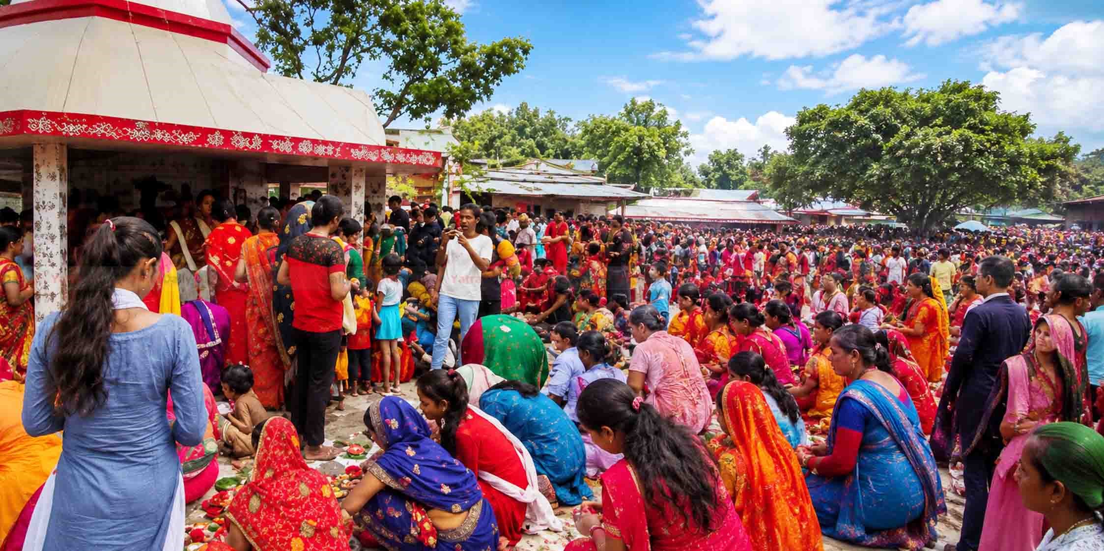 रक्षाबन्धनको पूर्वसन्ध्यामा बौधीमाई मन्दिरमा पूजाआजा, हजारौँ भक्तजनको भीड