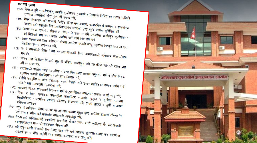 ठूलो रकमको सेयर लगानीमा सम्पत्तिको स्रोत पुष्टि गर्नुपर्ने कानुन बनाउन सुझाव