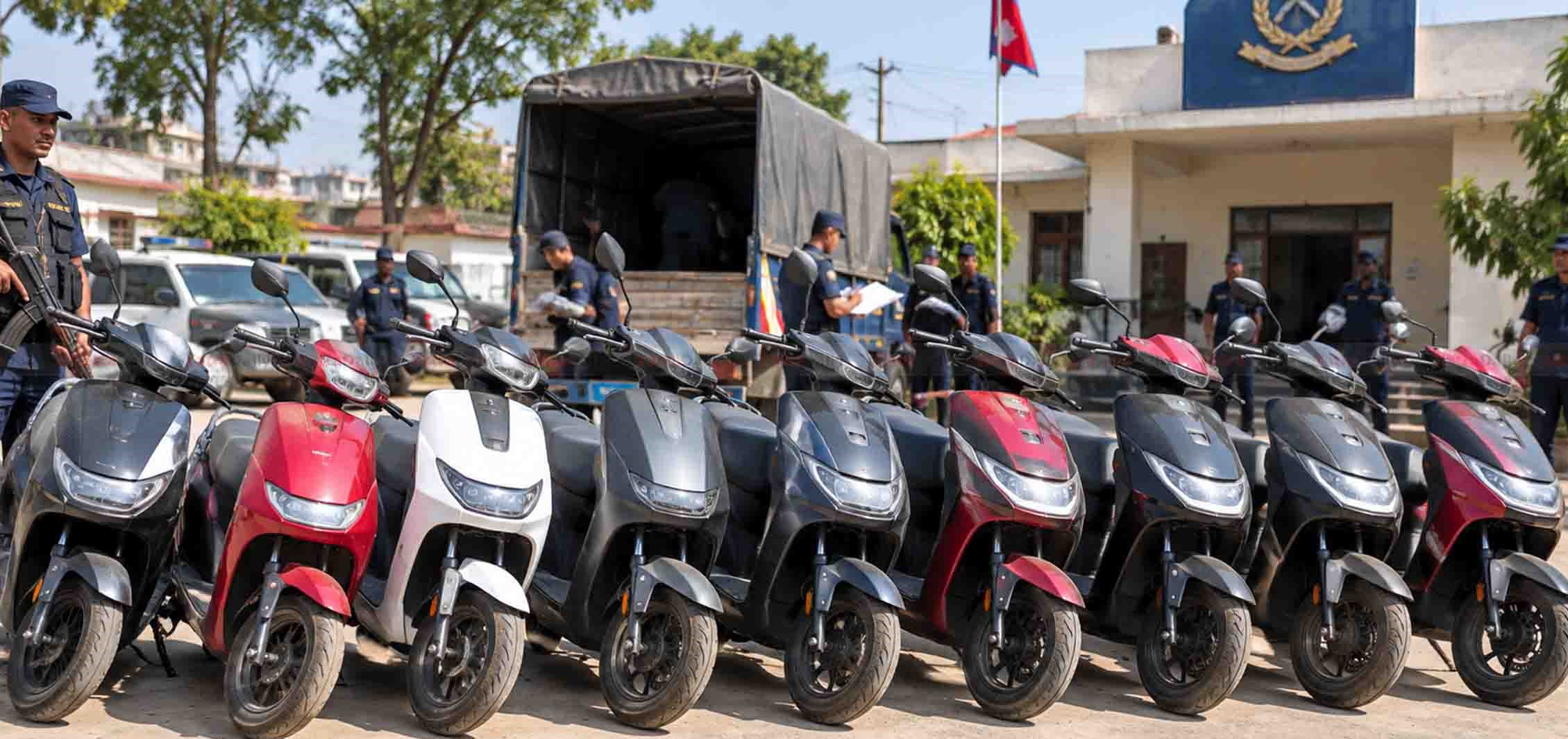 भन्सार छली नेपाल भित्र्याइएका १० भारतीय इलेक्ट्रिक स्कुटर वीरगञ्जमा बरामद
