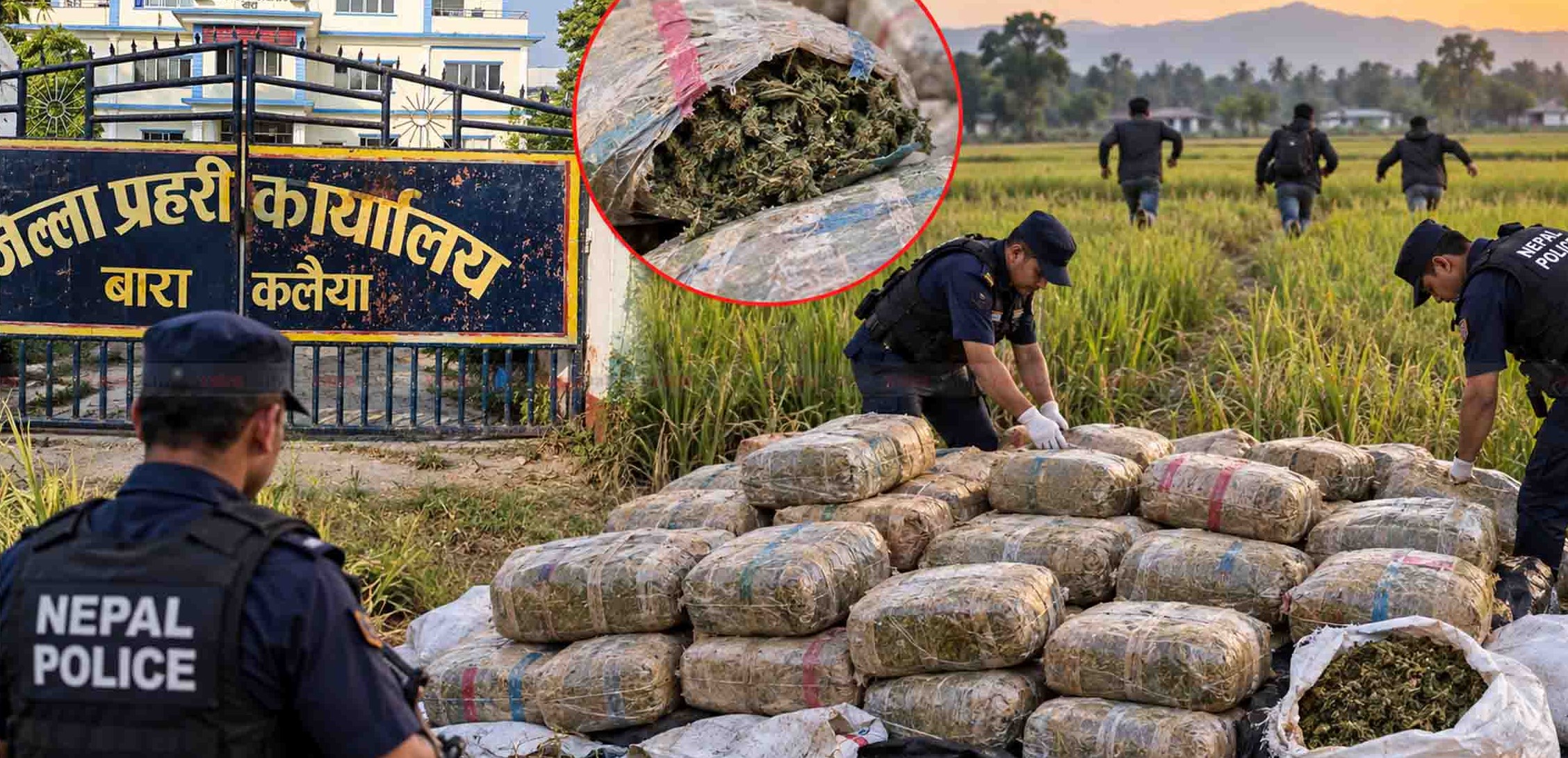 धानखेतमा लुकाएर राखिएको १५१ किलो गाँजा बरामद, तस्करको खोजी जारी