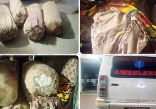 एम्बुलेन्समा लुकाएर लगिँदै गरेको १०५ किलो गाँजा बरामद, चालक फरार