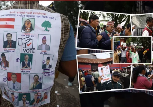 कांग्रेस महाधिवेशनस्थलमा उम्मेदवारदेखि कार्यकर्तासम्मको चुनावी प्रचार, यस्तो देखियो माहोल (फोटोफिचर)